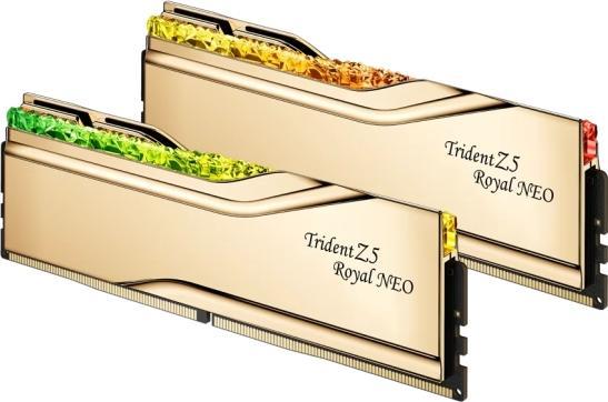 Image du produit G.Skill 64B (2x32GB) DDR5 6000MHz Trident Z5 Royal Neo RGB Gold (AMD) CL26 1.45V (2 x 32GB, 6000 MHz, RAM DDR5, DIMM)