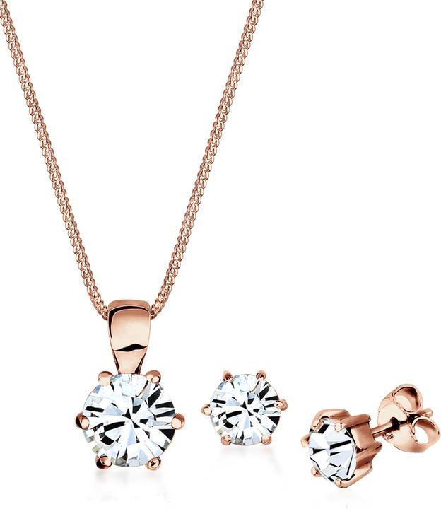 Produktbild Elli Kristall Kette, Kristall Ohrstecker (925 Sterling Silber Rosegold)