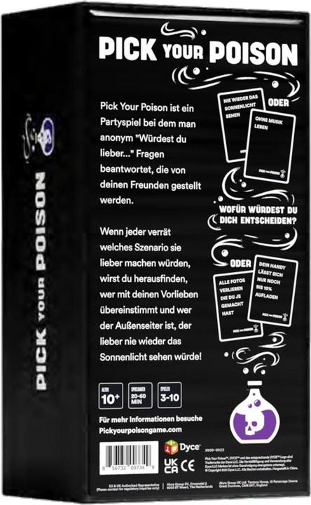 Immagine prodotto Dyce Games Pick your poisen Family Edition - Das "Was würdest Du lieber tun?" Partyspiel (Tedesco)