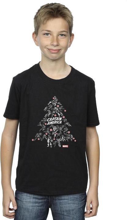 Actual product image Boys Captain America Christmas Tree T-Shirt (152, 158)