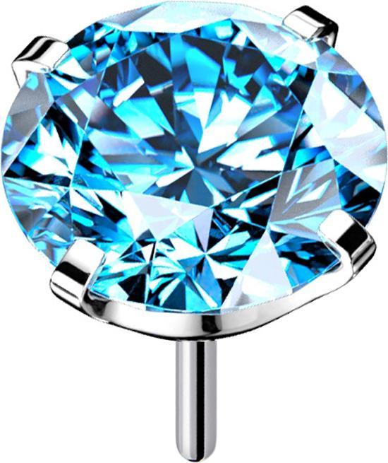 Image du produit Star Piercing Threadless argent avec cristal aqua serti (sans laiton, Titane G23)