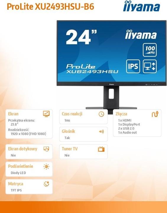 Actual product image iiyama ProLite XUB2493HSU-B6 (1920 x 1080 pixels, 23.80")
