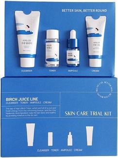 Round Lab Birch Juice Trial Kit - Cleanser 30ml, Toner 20ml, Ampoule 10ml, Cream 20ml (Reinigungsmilch, 30 ml)