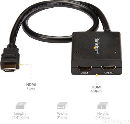 Actual product image StarTech 2 Port HDMI 1.4 splitter cable