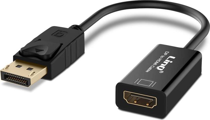 Produktbild LinQ DisplayPort / HDMI Anschluss Adapter / Videoabel, 23cm Kabel, - Schwarz (HDMI, 15 cm)