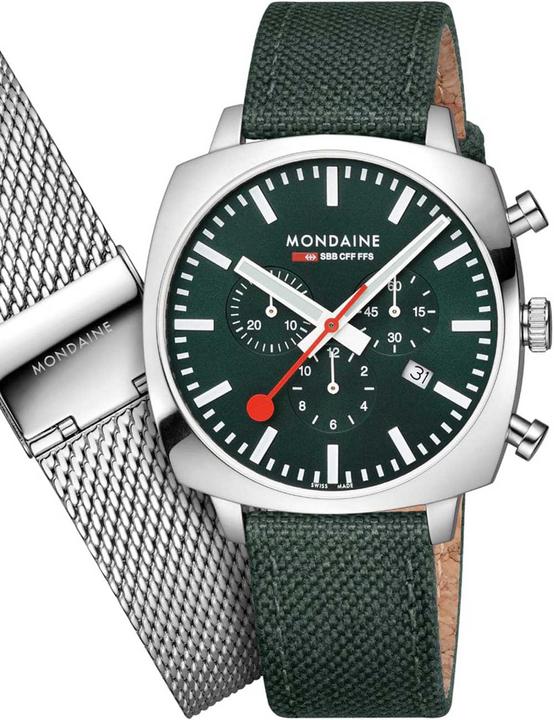 Produktbild Mondaine Grand Cushion (Uhr mit Schmuckstein, 41 mm)