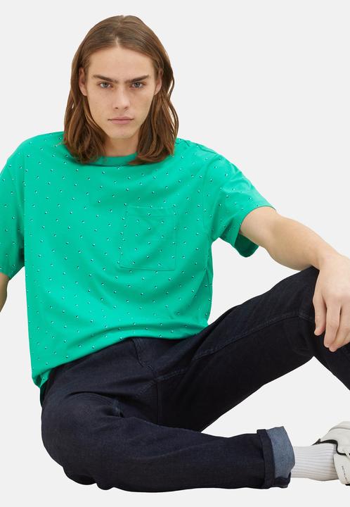 Immagine prodotto Tom Tailor T-Shirt Kurzarmshirt gepunktet mit Brusttasche (M)