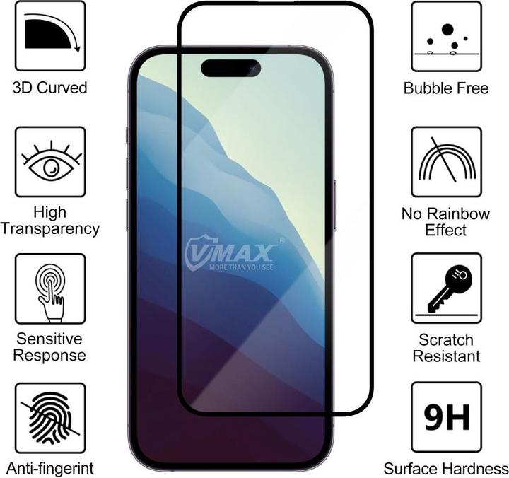 Image du produit Vmax Verre trempé 9D Glass pour Xiaomi Redmi Note 14 5G (1 pièce(s), Xiaomi Redmi Note 14 Pro 5G)