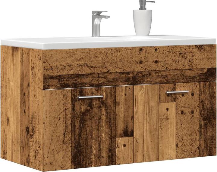 Produktbild VidaXL Waschbeckenunterschrank Unterschrank Badschrank Wandmontage Altholz-Optik