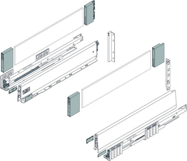 Blum Tiroir à casseroles kits complets Merivobox M/E, avec BOXCOVER, avec coulisse corps de meuble