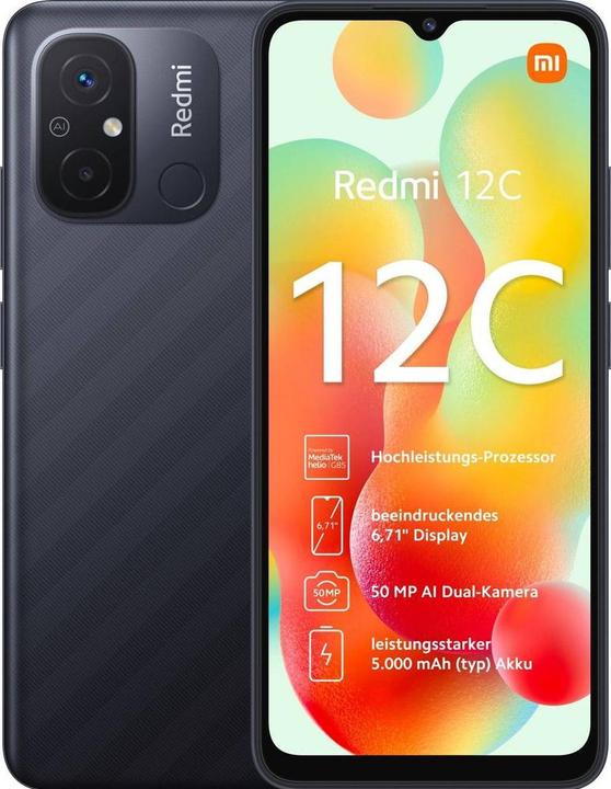 Actual product image Xiaomi Redmi 12C (128 GB, Graphite grey, 6.71", Dual SIM, 50 Mpx, 4G)