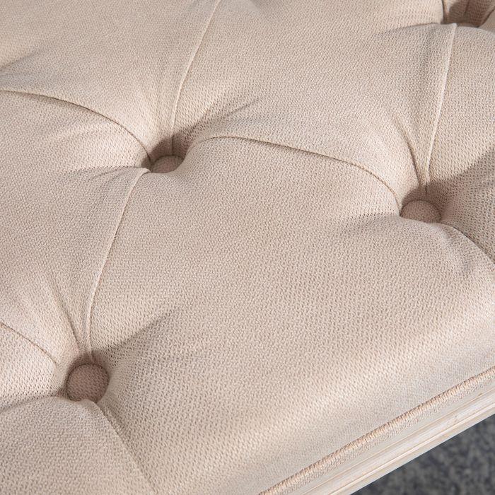 Immagine prodotto Swisshandel24 Panca imbottita Panca per letto vintage, panca per camera da letto con bottoni, aspetto lino (117 cm)