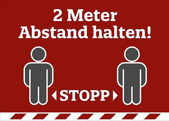 Produktbild Marahrens Hinweisschild - Abstand halten, Kunststoff, rot, LxH 420x297 mm