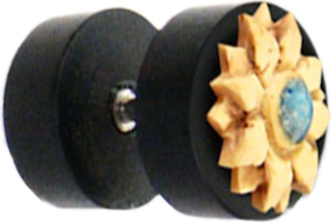 Actual product image Star Piercing Fake Plug Kokosnuss Blume aus Arang Holz (without brass, Organic)