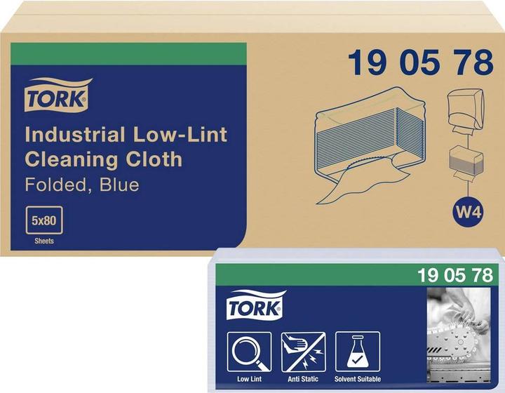 Image du produit Tork Chiffons de nettoyage industriels à faible peluchage W4 (400 pcs)