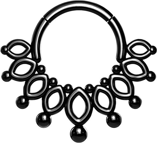 Star Piercing Micro Segmentring klappbar schwarz Krone mit Kugeln (Chirurgenstahl 316L, ohne Messing)