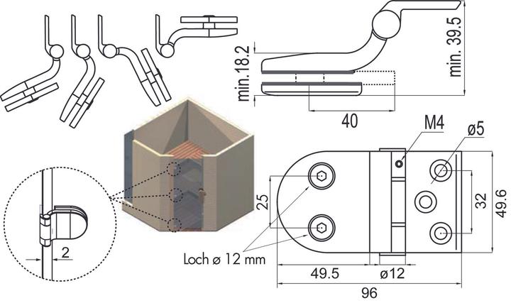 Immagine prodotto OK-Line Cerniere per porte in vetro cromato