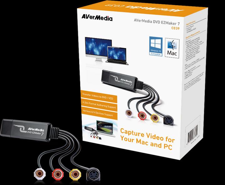 Actual product image AVerMedia DVD EZMaker 7 (USB 2.0, DVB-S, DVB-T2, analog TV signal, DVB-S2, DVB-C, DVB-T)