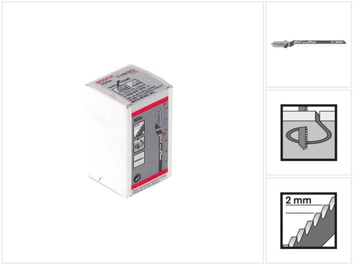 Immagine prodotto Bosch Professional Zubehör Lama per seghetto alternativo T 119 BO Basic per legno, confezione da 100 pezzi