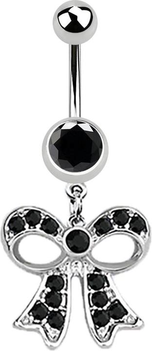 Produktbild Star Piercing Banane silber mit Anhänger Masche schwarz (Chirurgenstahl 316L, ohne Messing)