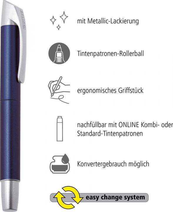 Immagine prodotto Online Roller a cartuccia CAMPUS II (cartucce d'inchiostro, Blu, 0.70 mm)