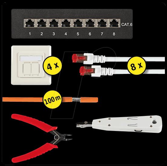 Produktbild Tecline Haus /- Büro Cat.6 100 Meter Installationsset-Set 1+ (CAT6, 100 m)
