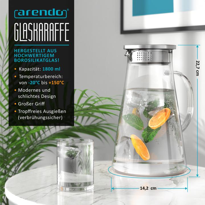 Produktbild Arendo Glaskaraffe mit Deckel (1.80 l)