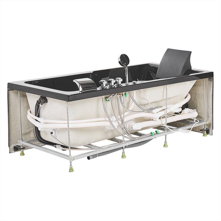 Produktbild Beliani Whirlpool Badewanne schwarz rechteckig mit LED 169 x 81 cm links ARTEMISA (200 l, 112 cm, 81 cm)