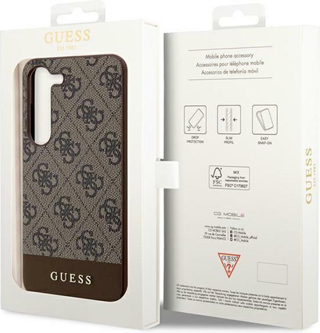 Actual product image Guess case for S24+ S926 GUHCS24MG4GLBR hardcase 4G Stripe Collection brown (Samsung Galaxy S24+)