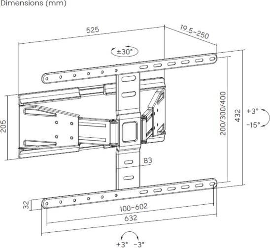 Image du produit equip Support mural 43"-90"/1TFT 50kg 1 articulation inclinaison sw (Mur, 90", 50 kg)