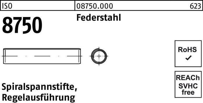 Actual product image Coiled spring pin ISO 8750 1.5 x 12 spring steel standard version. ISO 8750