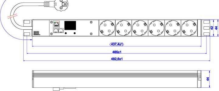 Produktbild Bachmann Bach 19" PDU 1HE 6-fach Schutzk. 2m Monitored TCP/IP