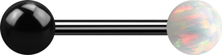 Actual product image Star Piercing Barbell black with ball and ball opal light blue (without brass, Surgical steel 316L)