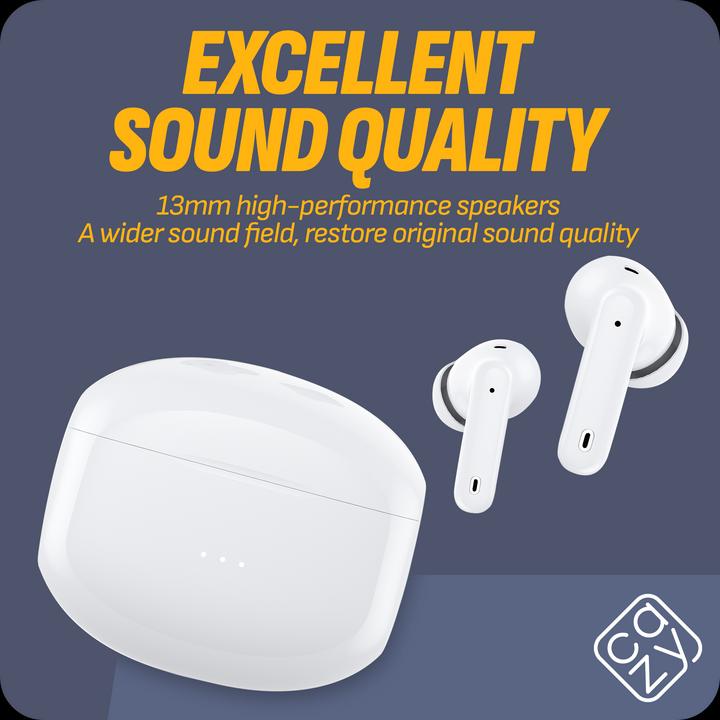 Produktbild Cazy Bluetooth In-Ear Kopfhörer, Kabellose, Noise Cancelling kopfhoerer, Aktive Geräuschunterdrückung (ANC, 5.50 h, Kabellos)
