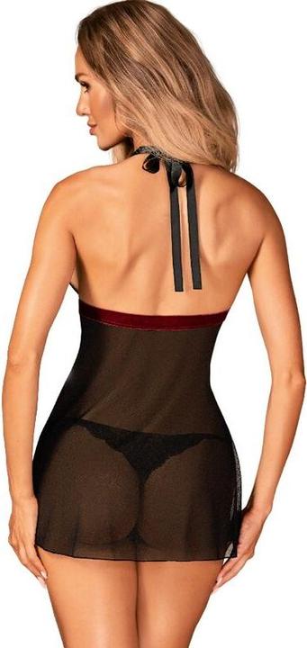 Actual product image Obsessive Rossita Babydoll With Sexy Thong - Black (L, XL)