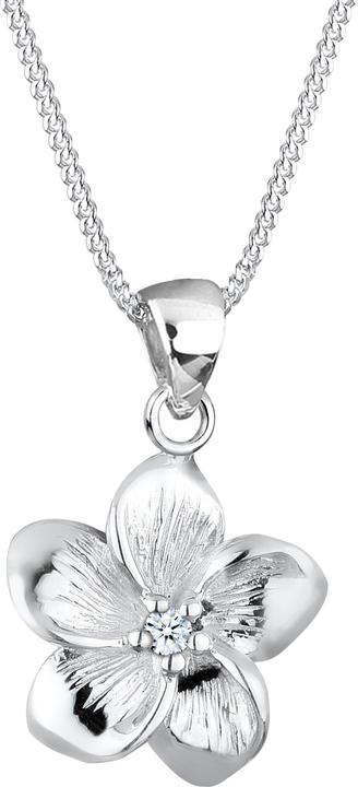 Image du produit Elli DIAMONDS Collier Frangipane Fleur Diamant (0.03 ct) 925 Argent (Argent sterling 925, Cierge, 45 cm)