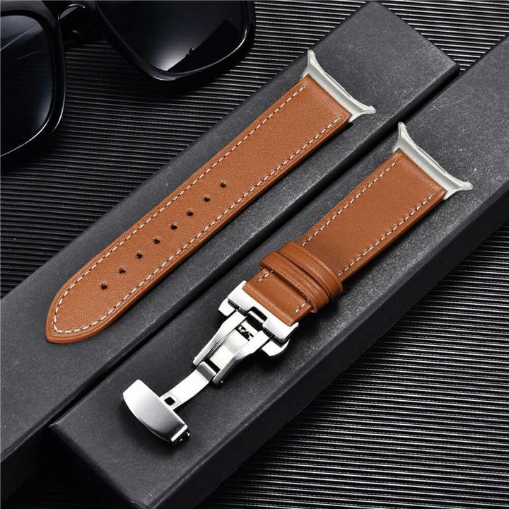 Image du produit Cover-Discount Galaxy Watch Ultra (47mm) - Bracelet de remplacement en cuir avec boucle papillon (Cuir)