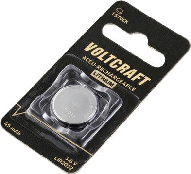 Actual product image Voltcraft LIR2032 Button cell battery LIR 2032 Lithium 45 mAh 3.6 V 1 pc. (1 pcs., LIR2032, 45 mAh)
