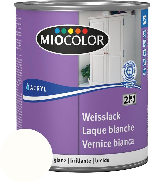 Immagine prodotto Miocolor Vernice acrilica bianca lucida (Bianco puro, 0.75 l)
