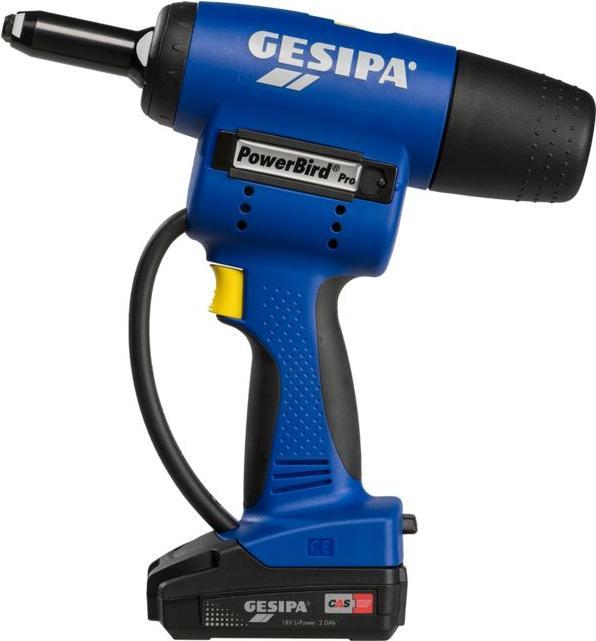 Gesipa PowerBird Pro Gold Edition cordless blind rivet setting tool in L-Boxx