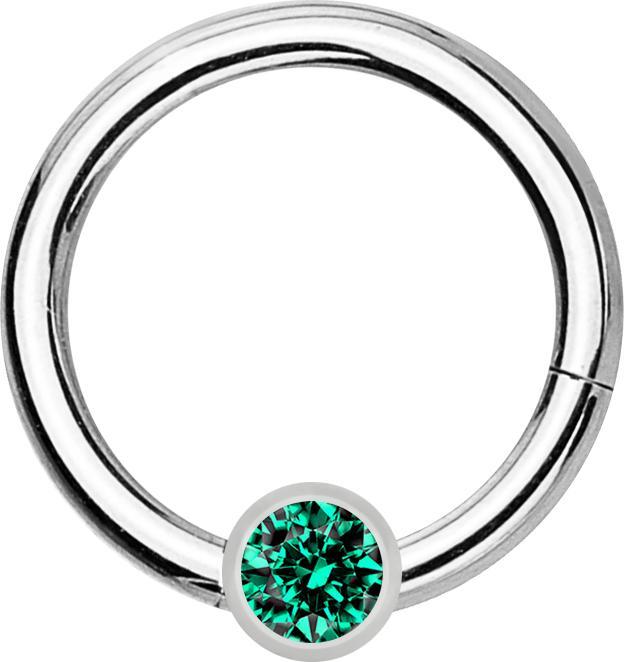 Produktbild Star Piercing Micro Segmentring klappbar silber mit Kugel Kristall türkis (ohne MessingChirurgenstahl 316L, Chirurgenstahl 316Lohne Messing)