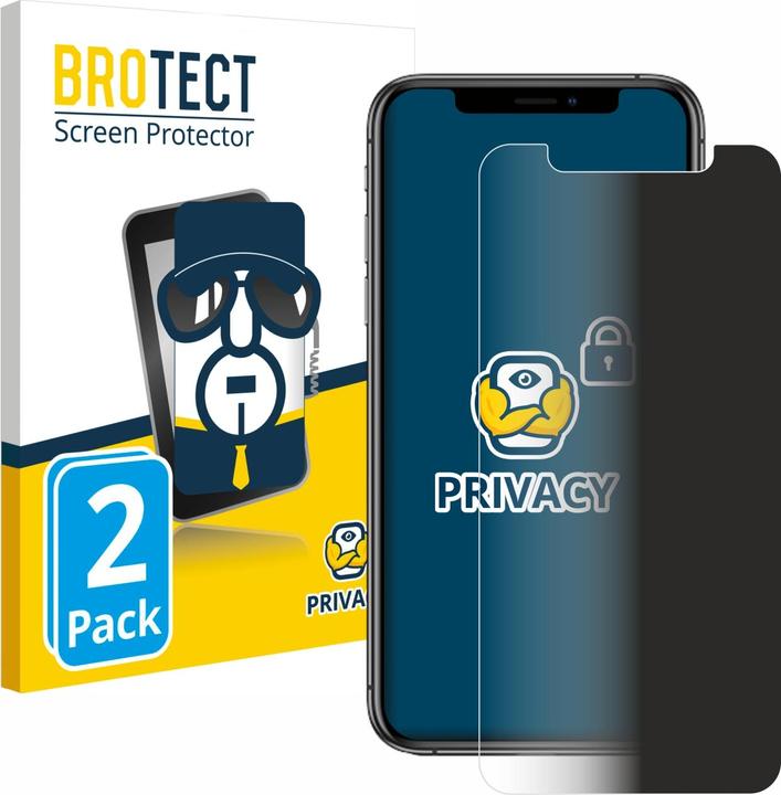 Image du produit BROTECT Film anti-regards Anti-Spy Privacy Film de protection contre la lumière bleue (2 pièce(s), Apple iPhone XS)