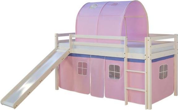 Immagine prodotto Homestyle4u Letto a soppalco con scivolo e tenda (90 x 200 cm)