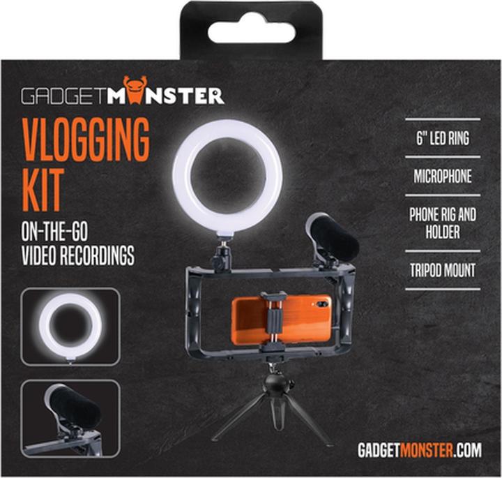 Produktbild Gadget Monster Vlogging Kit, LED-Stativ und Mikrofon (Ringleuchte)