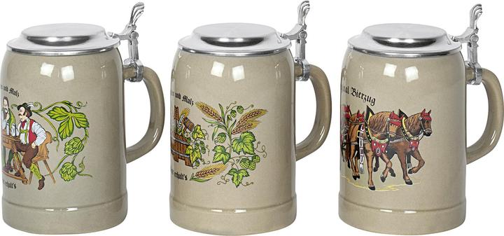 Domex Boccale da birra Kannenbäcker con coperchio piatto di latta (0.50 l, 1 x)