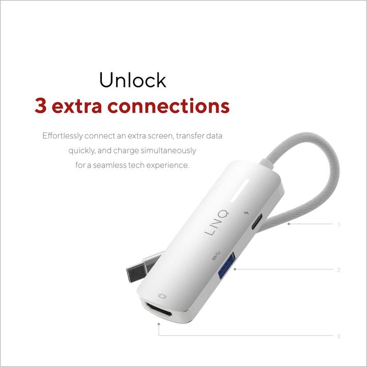Immagine prodotto LINQ Connects Hub multiporta USB-C 3in1 (USB-C, 3 Porti)