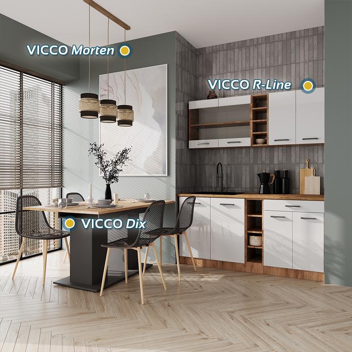Image du produit Vicco Lampe suspendue 3 pièces Morten, Rotin/noir, 70 x 120 cm (E27)