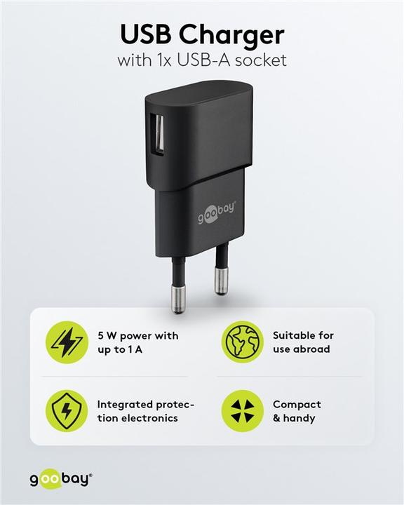 Actual product image Goobay USB A charger (5 W)