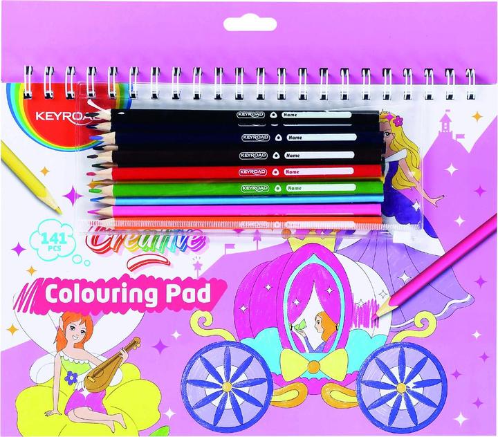 Immagine prodotto Connect Set da colorare per bambine, 12 matite colorate, stencil, scatola