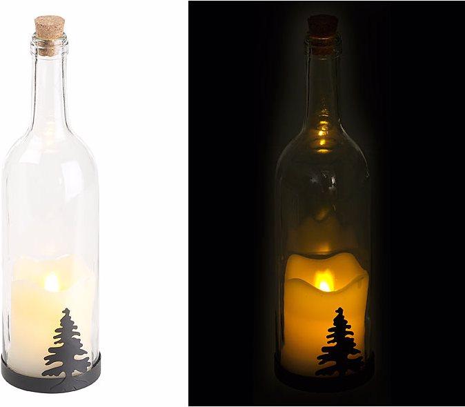 Produktbild Lunartec Deko-Glasflasche mit LED-Kerze, Tannen-Motiv (1 x)